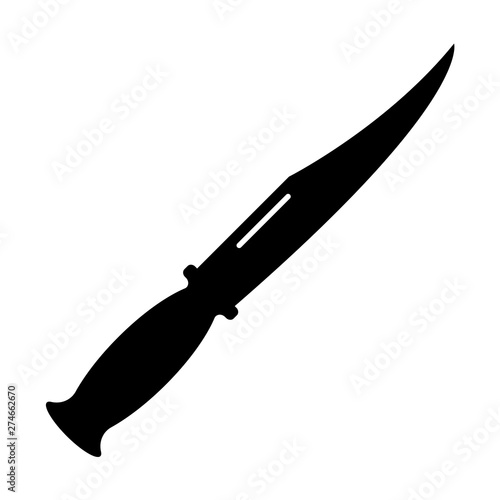 Hunting knife, black on a white background, vector