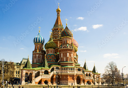 St. Basil's Cathedral on Red Square in Moscow, Russia. Tourist attraction, orthodox medieval architecture.