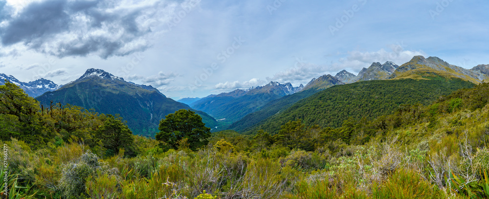 panoram of key summit track, southern alps, new zealand 1