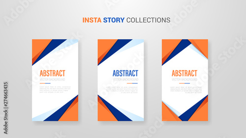 polygonal geometric abstract background with orange and dark blue color for insta story banner template with modern style shape - vector
