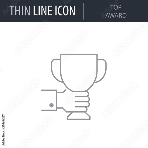 Symbol of Top Award. Thin line Icon of Icons Of Startup And Development. Stroke Pictogram Graphic for Web Design. Quality Outline Vector Symbol Concept. Premium Mono Linear Beautiful Plain Laconic