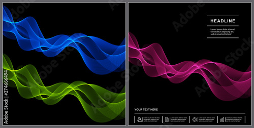 Universal Cover Design with Pink, Green, Blue Wave Lines on Black Background.