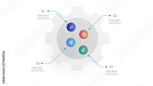 cog gears wheels vertical infographics 4 steps