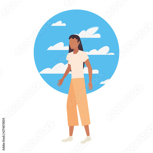 woman avatar character with sky background © djvstock