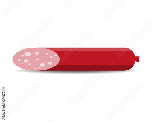 Stick of sausage on a white background, vector