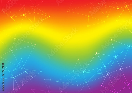 Rainbow wave and network elements background, vector illustration.Gay,lesbian,bisexual,homosexual,transsexual human concept. LGBTQ color graphic background.