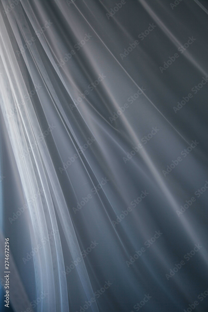 Waving Curtain White Cloth | Flying Transparent Textile with Soft Natural Light Waving Curtain White Cloth | Flying Transparent Textile with Soft Natural Light