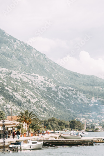 Panoramic views of the mountains in Europe. Mountains and rocks in the Bay of Kotor, Montenegro. © pavelvozmischev