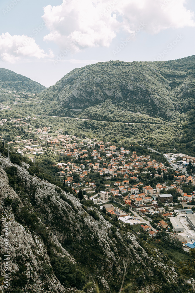  Montenegro attractions. Panorama of the Bay of Kotor and the old town.