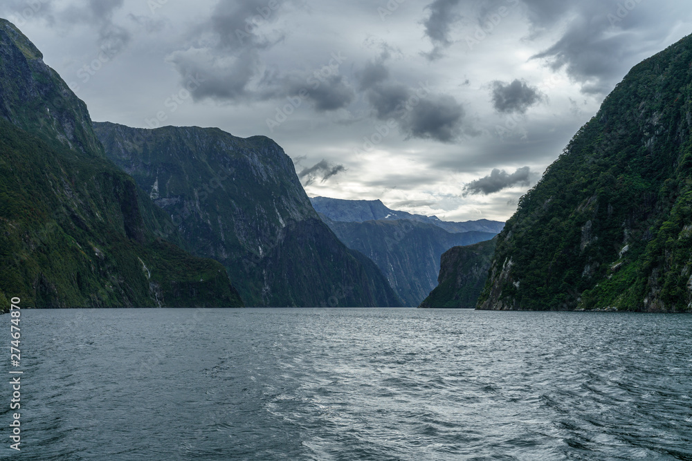 steep coast in the mountains at milford sound, fjordland, new zealand 30