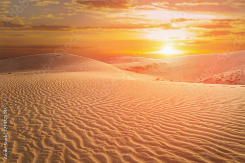 Hill of Sand dunes of desert. Mui Ne Vietnam.