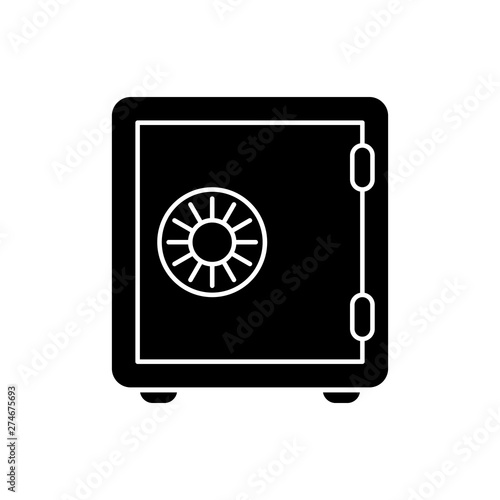 Black Safe icon isolated on white background. The door safe a bank vault with a combination lock. Reliable Data Protection. Vector Illustration