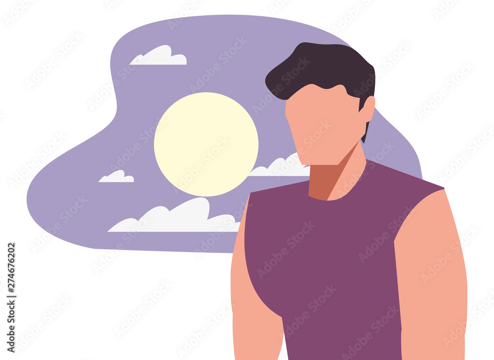 man character night moon background