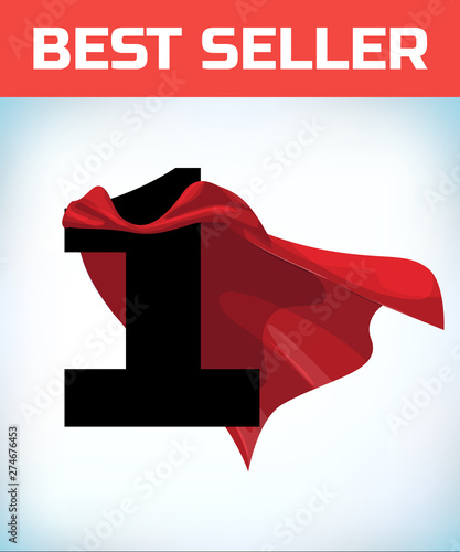 Arabic number one in the red cloak of the winner of the super hero.