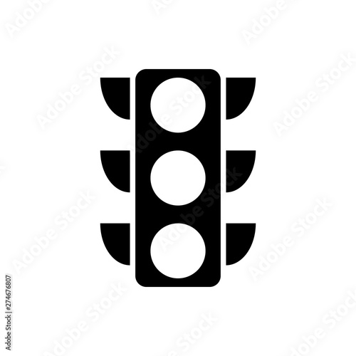 Black Traffic light icon isolated on white background. Vector Illustration