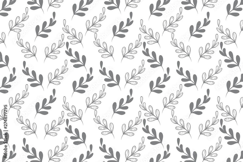 Floral seamless pattern. Branch with leaves ornament. Flourish nature garden textured background,vector illustration.