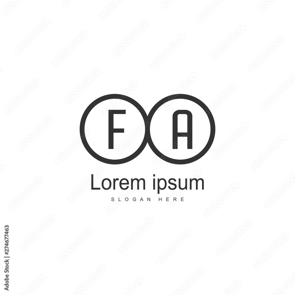 Initial FA logo template with modern frame. Minimalist FA letter logo vector illustration Initial FA logo template with modern frame. Minimalist FA letter logo vector illustration
