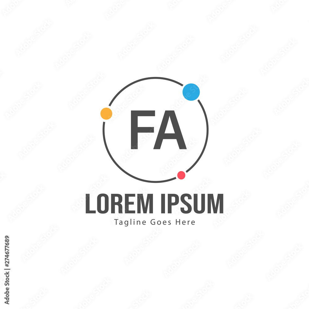 Initial FA logo template with modern frame. Minimalist FA letter logo vector illustration Initial FA logo template with modern frame. Minimalist FA letter logo vector illustration