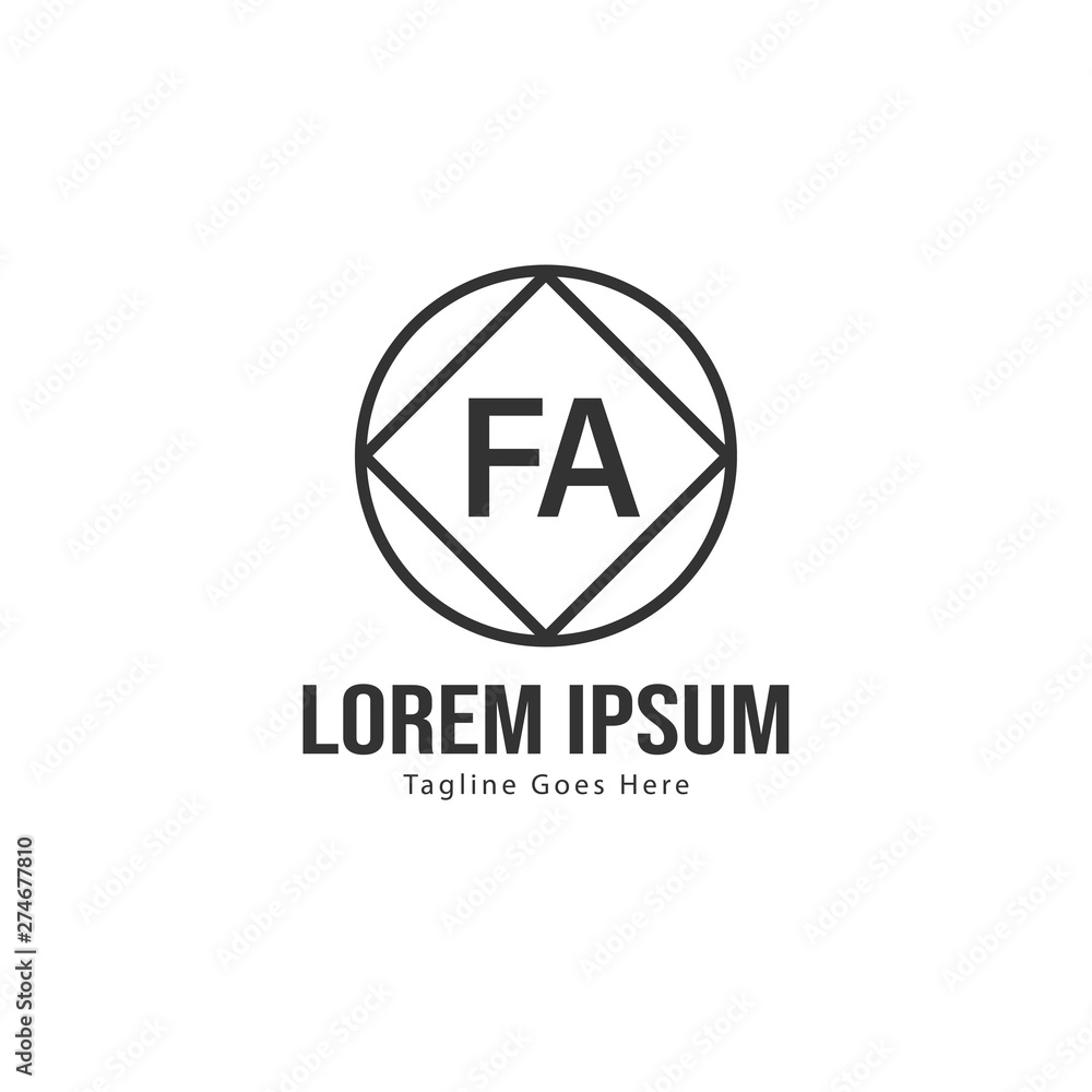 Initial FA logo template with modern frame. Minimalist FA letter logo vector illustration Initial FA logo template with modern frame. Minimalist FA letter logo vector illustration