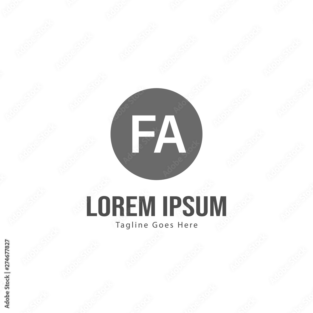 Initial FA logo template with modern frame. Minimalist FA letter logo vector illustration Initial FA logo template with modern frame. Minimalist FA letter logo vector illustration
