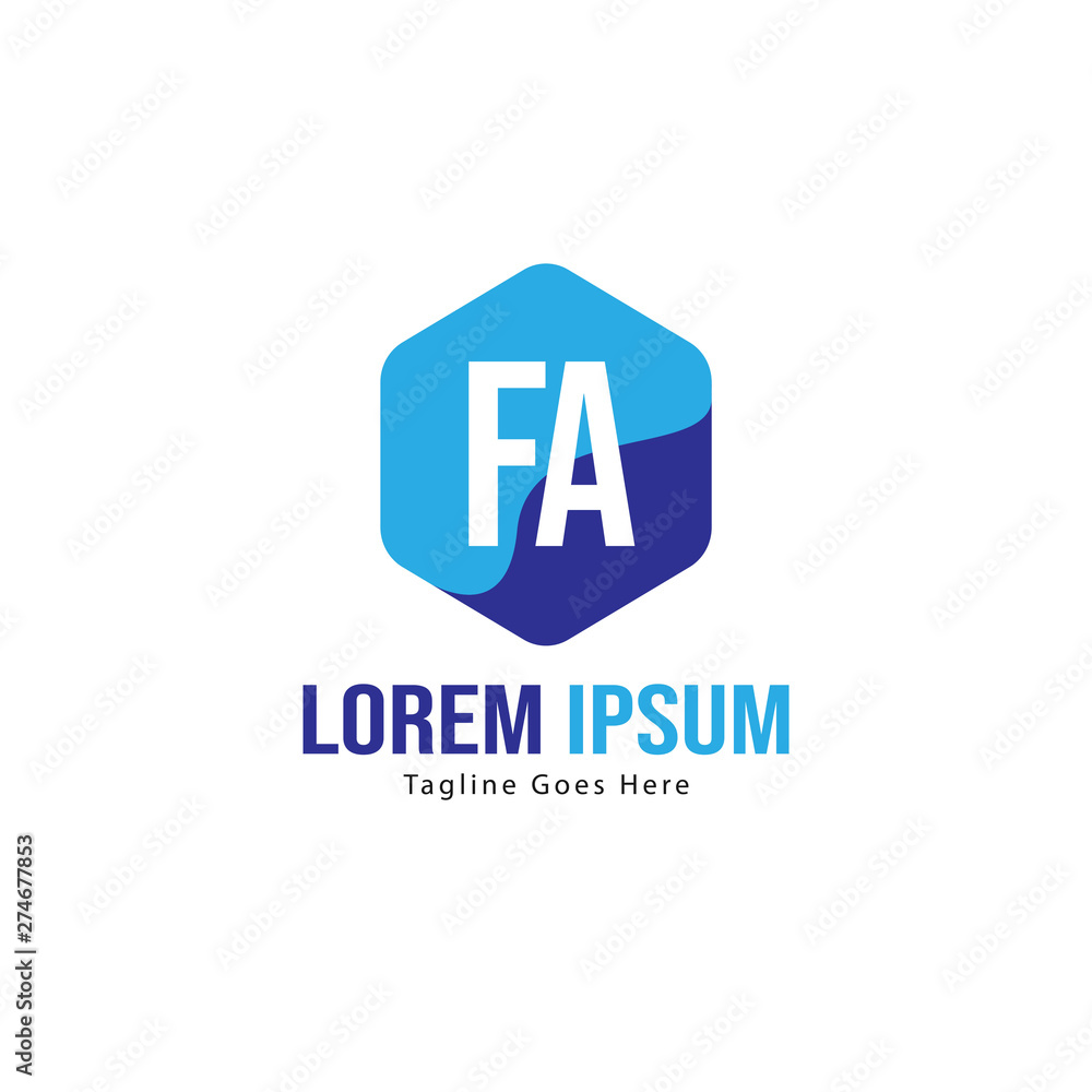 Initial FA logo template with modern frame. Minimalist FA letter logo vector illustration Initial FA logo template with modern frame. Minimalist FA letter logo vector illustration