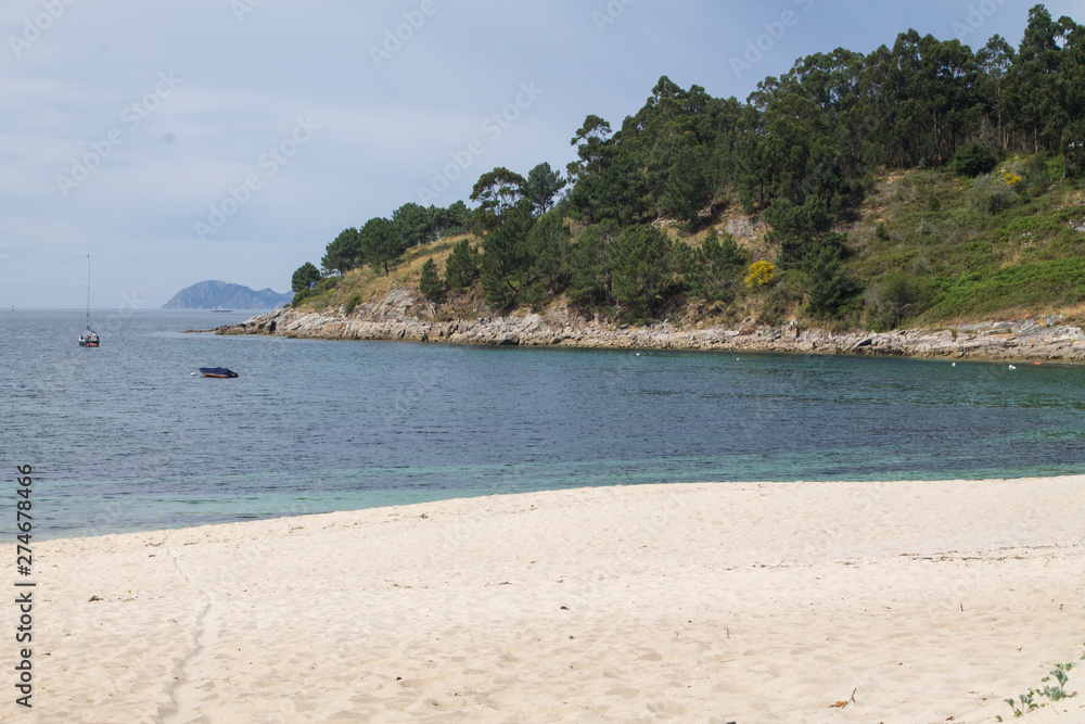 landscape of the beach with sea and sand, galicia