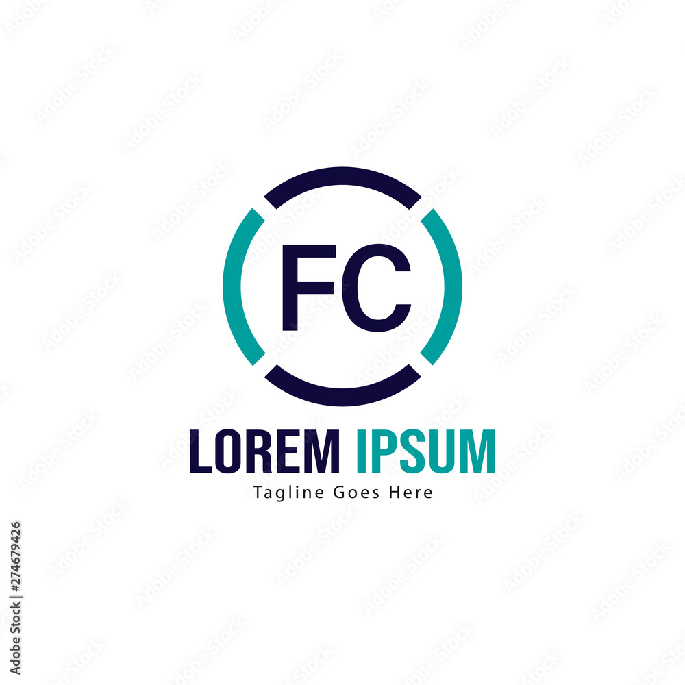 Initial FC logo template with modern frame. Minimalist FC letter logo vector illustration Initial FC logo template with modern frame. Minimalist FC letter logo vector illustration