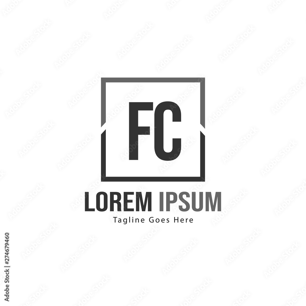 Initial FC logo template with modern frame. Minimalist FC letter logo vector illustration