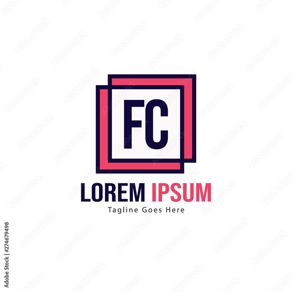 Initial FC logo template with modern frame. Minimalist FC letter logo vector illustration Initial FC logo template with modern frame. Minimalist FC letter logo vector illustration