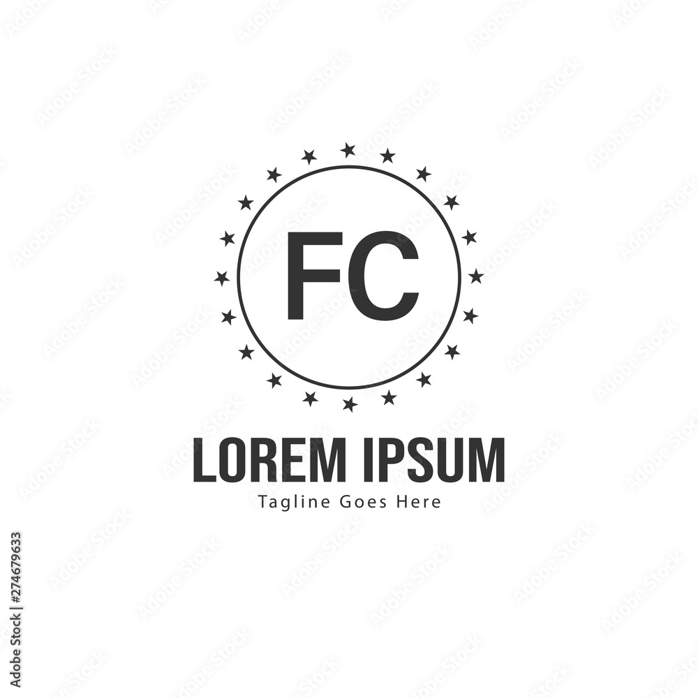 Initial FC logo template with modern frame. Minimalist FC letter logo vector illustration Initial FC logo template with modern frame. Minimalist FC letter logo vector illustration