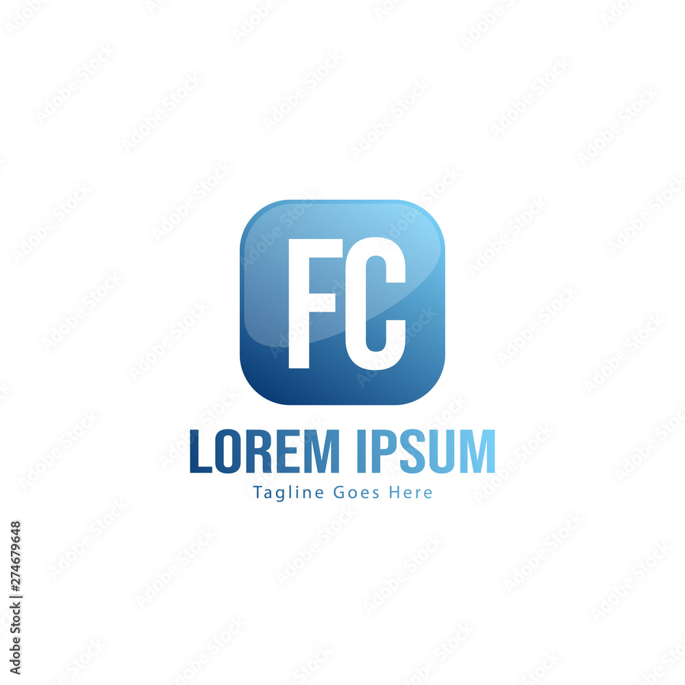 Initial FC logo template with modern frame. Minimalist FC letter logo vector illustration Initial FC logo template with modern frame. Minimalist FC letter logo vector illustration
