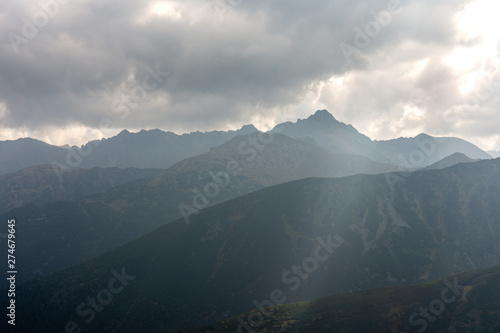 rays of light falling on the mountains