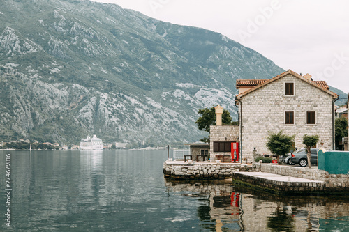 Attractions and the coastal town of Kotor. Panorama of the Gulf in Montenegro, Kindness.
