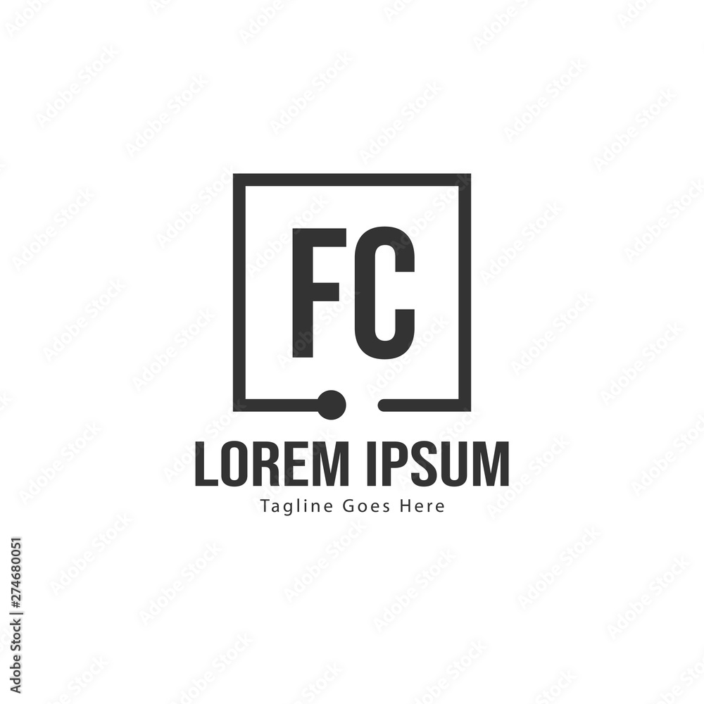 Initial FC logo template with modern frame. Minimalist FC letter logo vector illustration Initial FC logo template with modern frame. Minimalist FC letter logo vector illustration