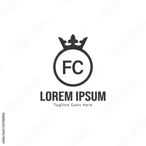 Initial FC logo template with modern frame. Minimalist FC letter logo vector illustration