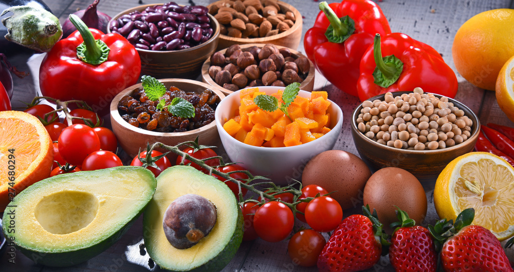 Assorted organic food products on the table