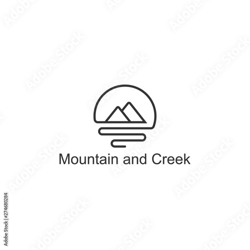 Mountain and Creek Simple Logo Design Inspiration