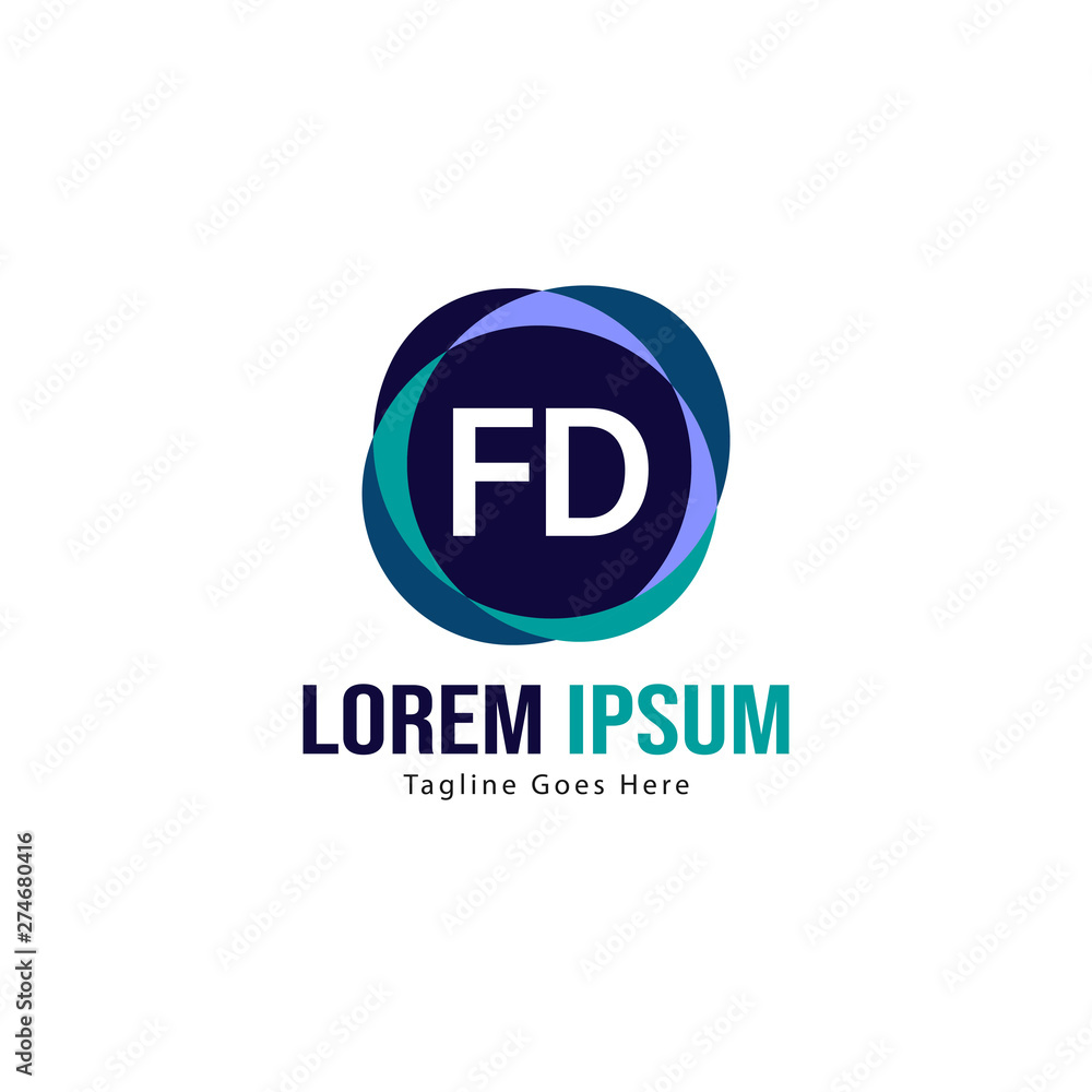 Initial FD logo template with modern frame. Minimalist FD letter logo vector illustration Initial FD logo template with modern frame. Minimalist FD letter logo vector illustration