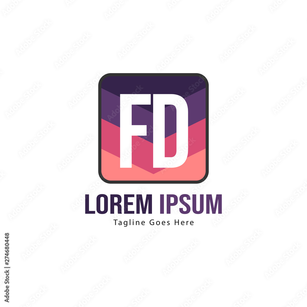 Initial FD logo template with modern frame. Minimalist FD letter logo vector illustration Initial FD logo template with modern frame. Minimalist FD letter logo vector illustration