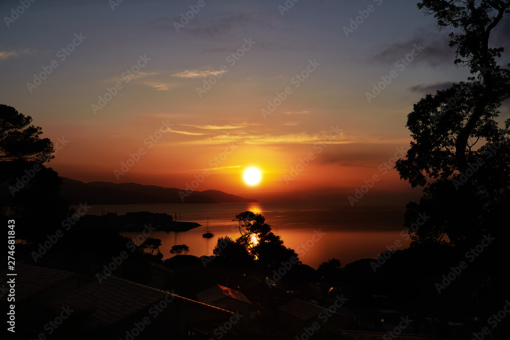 custom made wallpaper toronto digitalCamping on the Cote d'Azur with view on sea during sunset