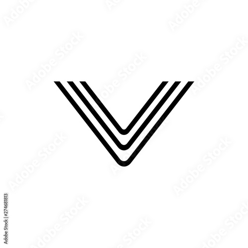 letter v stripes simple thin line logo vector