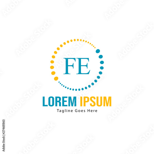 Wallpaper Mural Initial FE logo template with modern frame. Minimalist FE letter logo vector illustration Torontodigital.ca