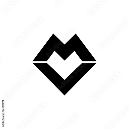 letter mv geometric line logo vector