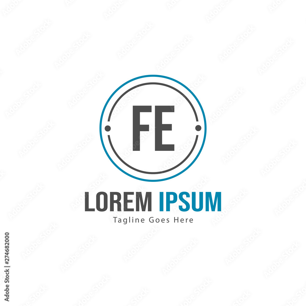 Initial FE logo template with modern frame. Minimalist FE letter logo vector illustration Initial FE logo template with modern frame. Minimalist FE letter logo vector illustration