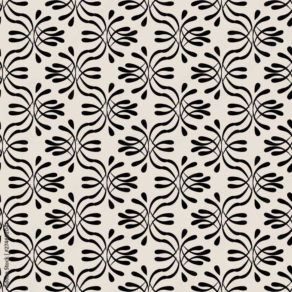 Fototapeta Abstract arabic seamless pattern. Fashion graphic on white background design. Modern stylish abstract texture. Monochrome template for prints, textiles, wrapping, wallpaper, etc. Vector illustration.