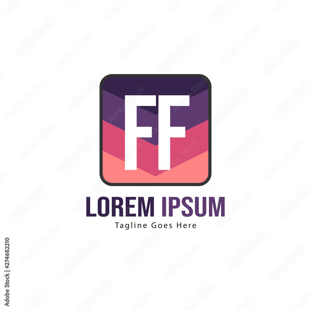 Fototapeta premium Initial FF logo template with modern frame. Minimalist FF letter logo vector illustration
