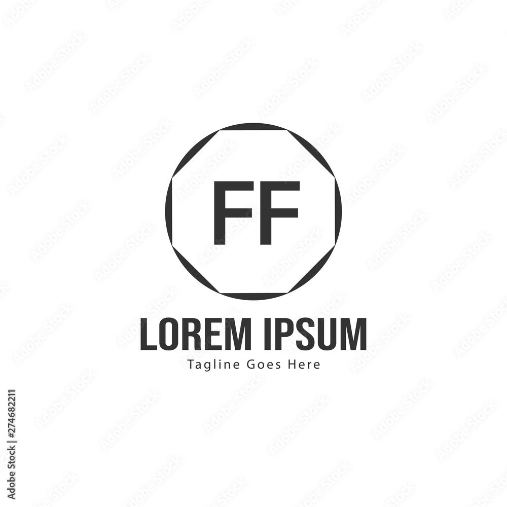 Obraz premium Initial FF logo template with modern frame. Minimalist FF letter logo vector illustration