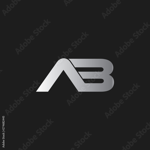 letter ab simple linked geometric logo vector