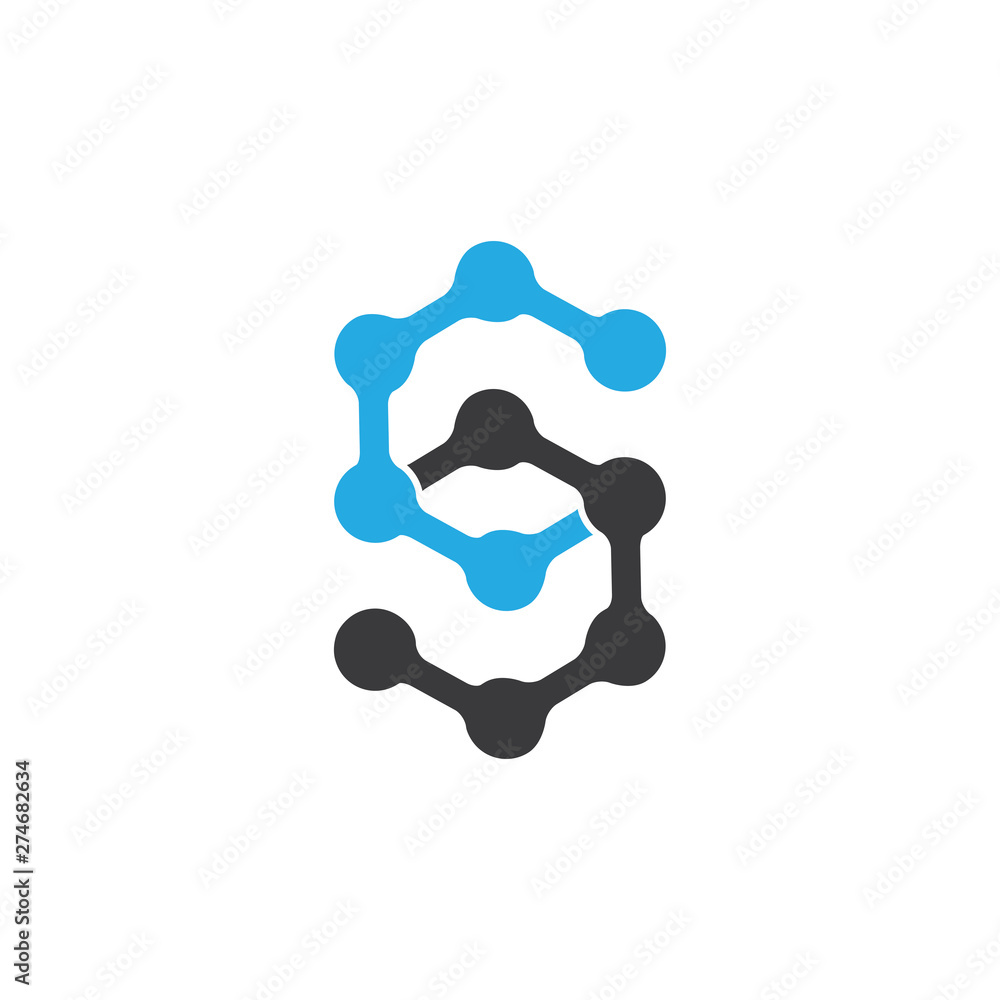 letter s linked dots line logo vector letter s linked dots line logo vector