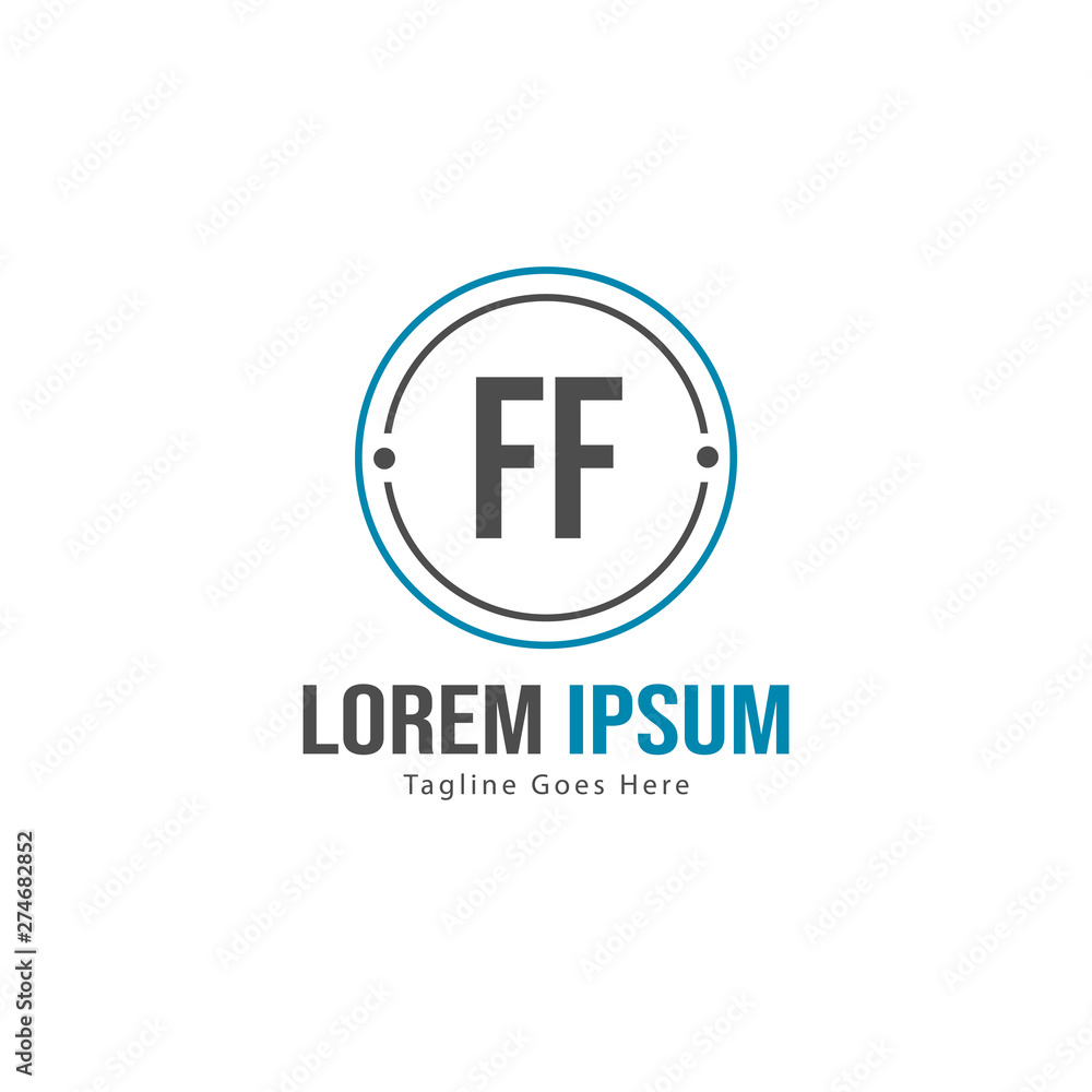 Initial FF logo template with modern frame. Minimalist FF letter logo vector illustration Initial FF logo template with modern frame. Minimalist FF letter logo vector illustration